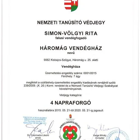 招待所 Haromag Vendeghaz Kisbajcs